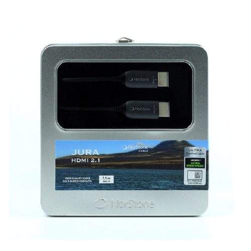 HDMI Кабел Norstone Jura Optic HDMI 2.1 Norstone Jura Optic HDMI 2.1 – премиум HDMI кабел с 48Gbps, 24K позлатени конектори и оптична архитектура за 8K и 4K 120Hz системи