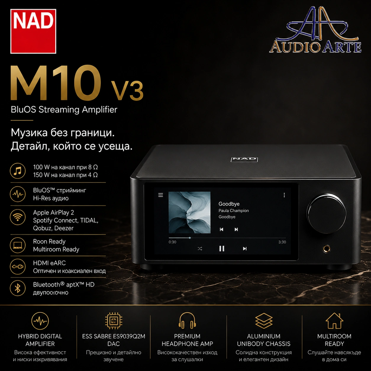 Стрийминг усилвател NAD M10 V3 AudioArte Стрийминг усилвател NAD M10 V3