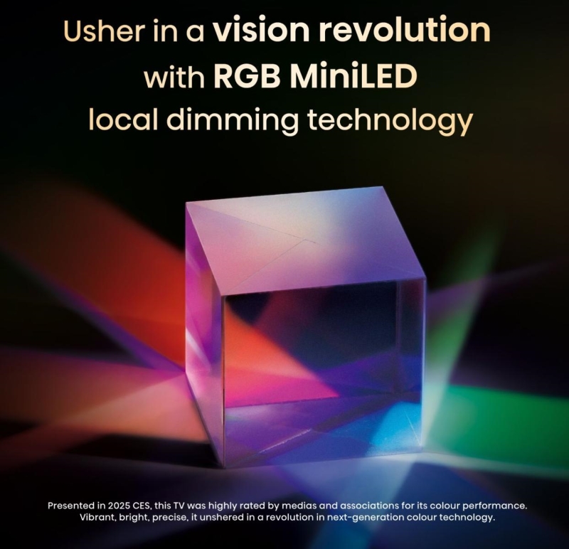 Телевизор Hisense 116UXQ Hisense 116UXQ огромен 116-инчов телевизор с RGB Mini-LED технология