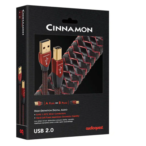 USB кабел AudioQuest Cinnamon USB AudioQuest Cinnamon USB дигитален аудио кабел USB A към USB B с 1,25% сребърно покритие
