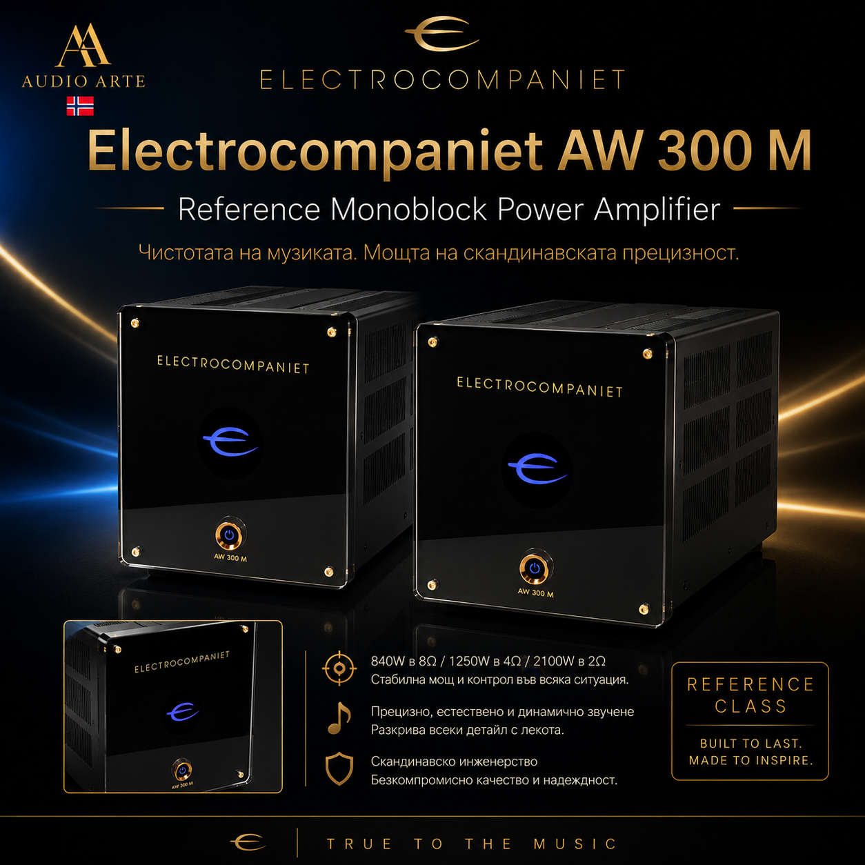 Моно крайно стъпало ELECTROCOMPANIET AW300 M AudioArte ELECTROCOMPANIET AW300 M моно усилвател висок клас аудио оборудване