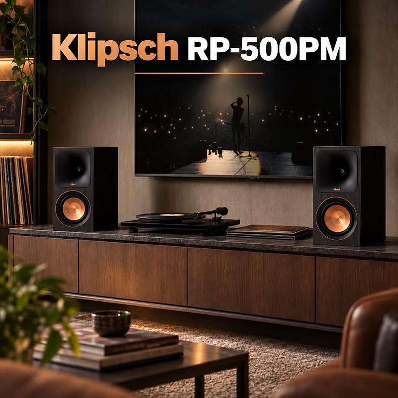 Klipsch RP-500PM – активни bookshelf тонколони AudioArte Активни тонколони Klipsch RP-500PM в интериор