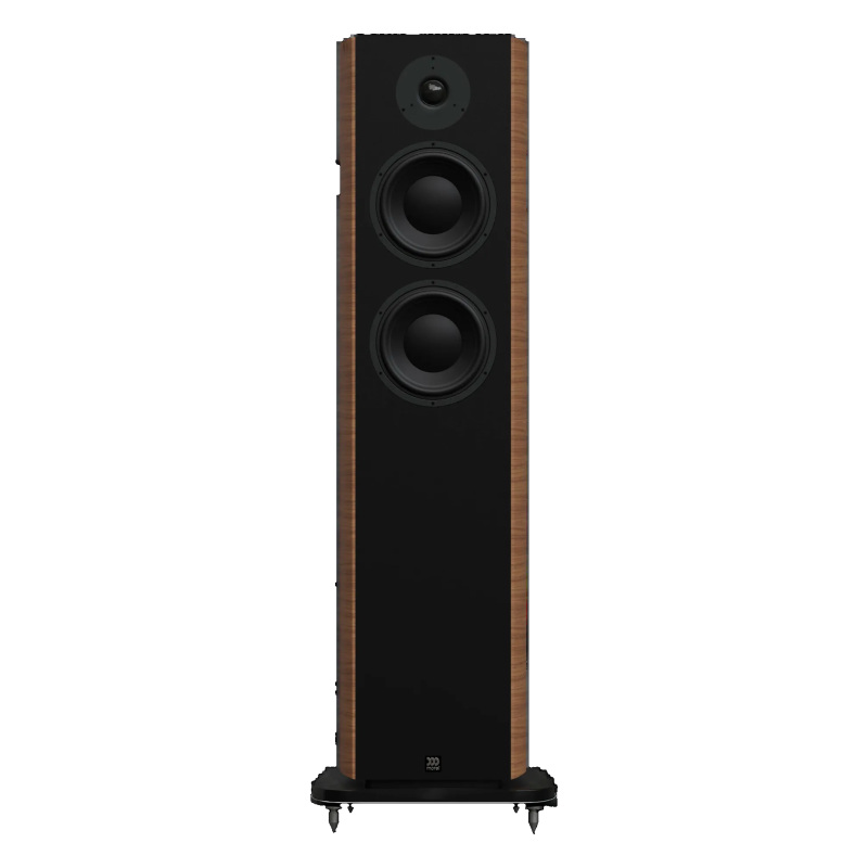 Morel AVYRA 633 – High-End 2,5-лентова подовостояща тонколона AudioArte Morel AVYRA 633 Walnut – Hi-Fi тонколона с тъмен дървесен финиш, преден изглед