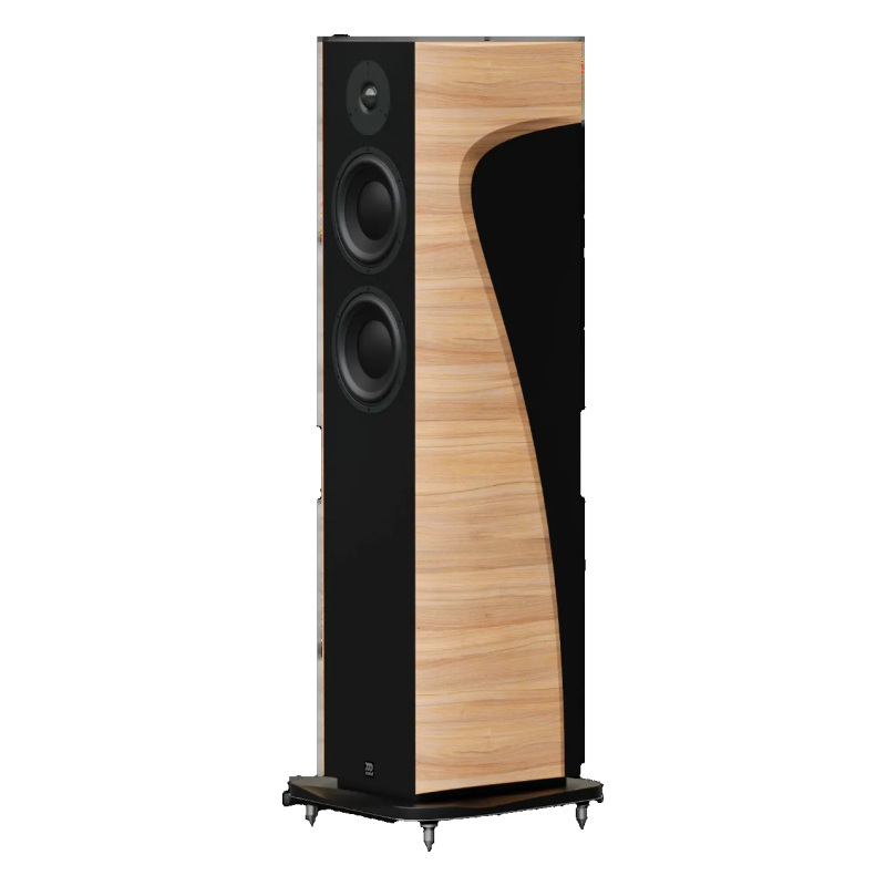 Morel AVYRA 633 – High-End 2,5-лентова подовостояща тонколона AudioArte Morel AVYRA 633 Oak – страничен изглед с декоративни линии на корпуса