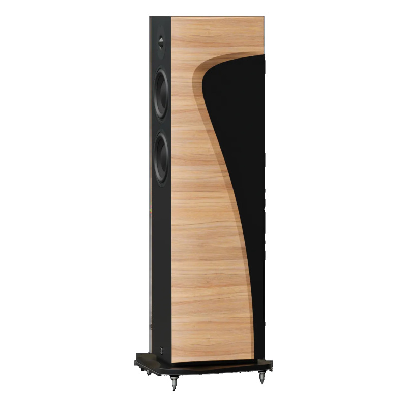 Morel AVYRA 633 – High-End 2,5-лентова подовостояща тонколона AudioArte Morel AVYRA 633 Oak – страничен изглед с декоративни линии на корпуса