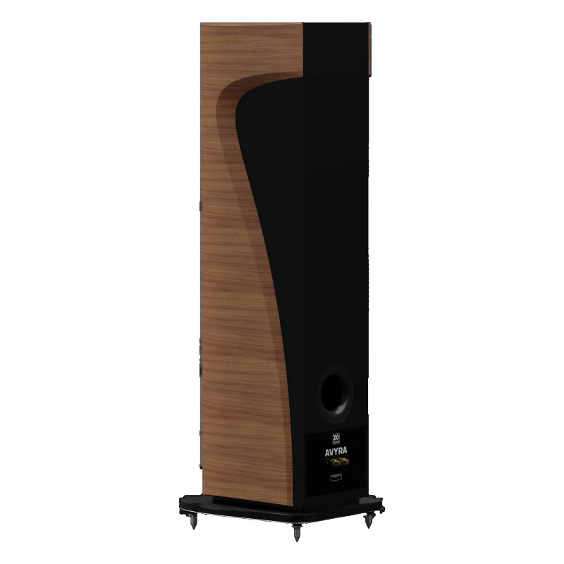 Morel AVYRA 633 – High-End 2,5-лентова подовостояща тонколона AudioArte Morel AVYRA 633 Walnut – заден изглед с басрефлексен порт и терминали