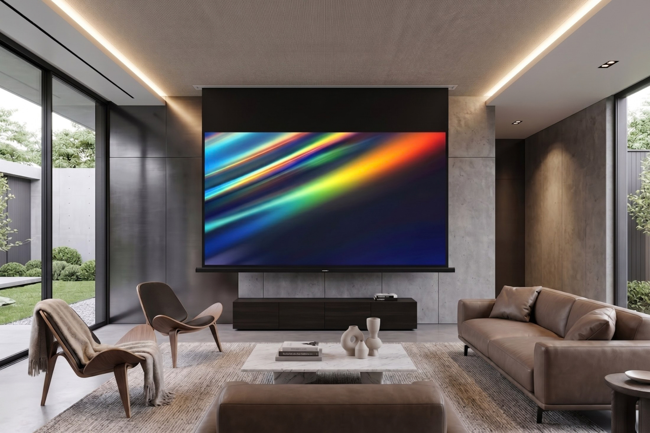 Lumene Showplace Silent HD – екран за вграждане в таван в дневна