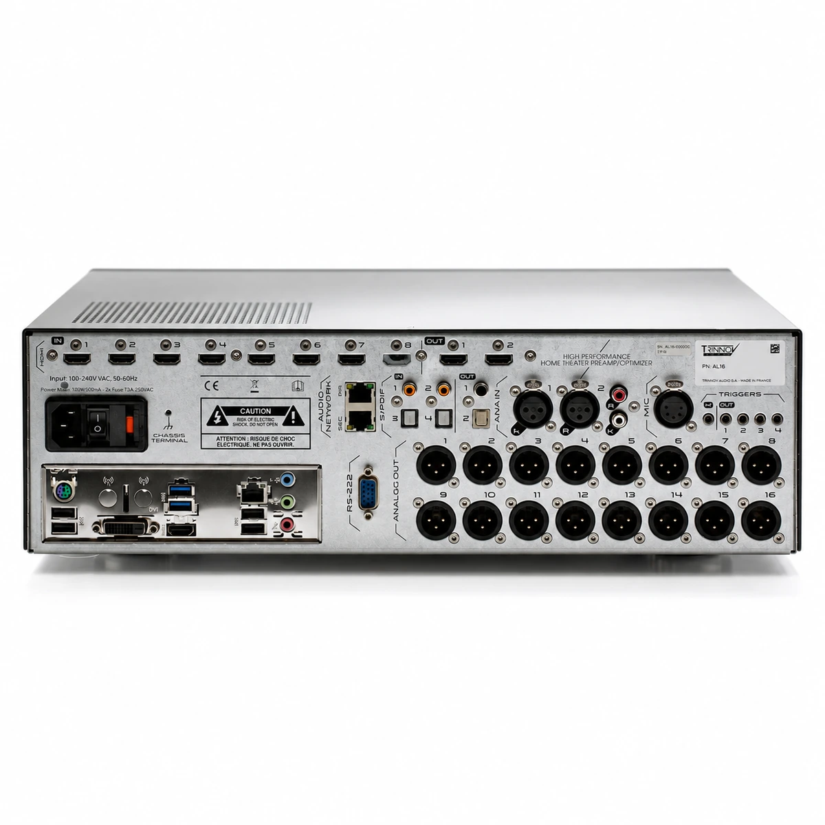 Trinnov Altitude16 – High-End AV процесор AudioArte Trinnov Altitude16 – заден панел с XLR изходи и HDMI връзки